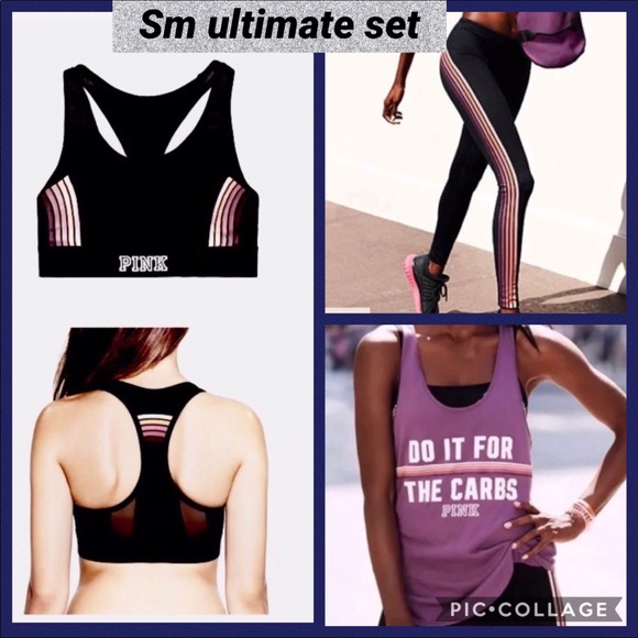 VS PINK ULTIMATE LEGGING ULTIMATE SPORTS BRA TANK DO IT FOR CARBS SM RARE 2016 - Picture 3 of 12